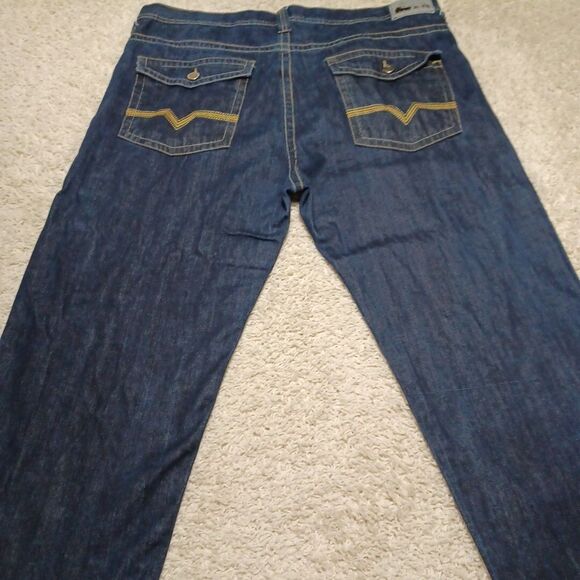 Rare VTG Mecca Denim Jeans Mens 46 x 32 Wide Leg Y2K Baggy Hip Hop Embroidered - Picture 8 of 9